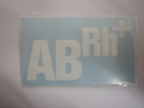 Samolepka AB Rh+ bílá